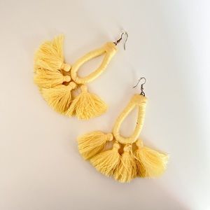 Large Fringe Earrings Yellow